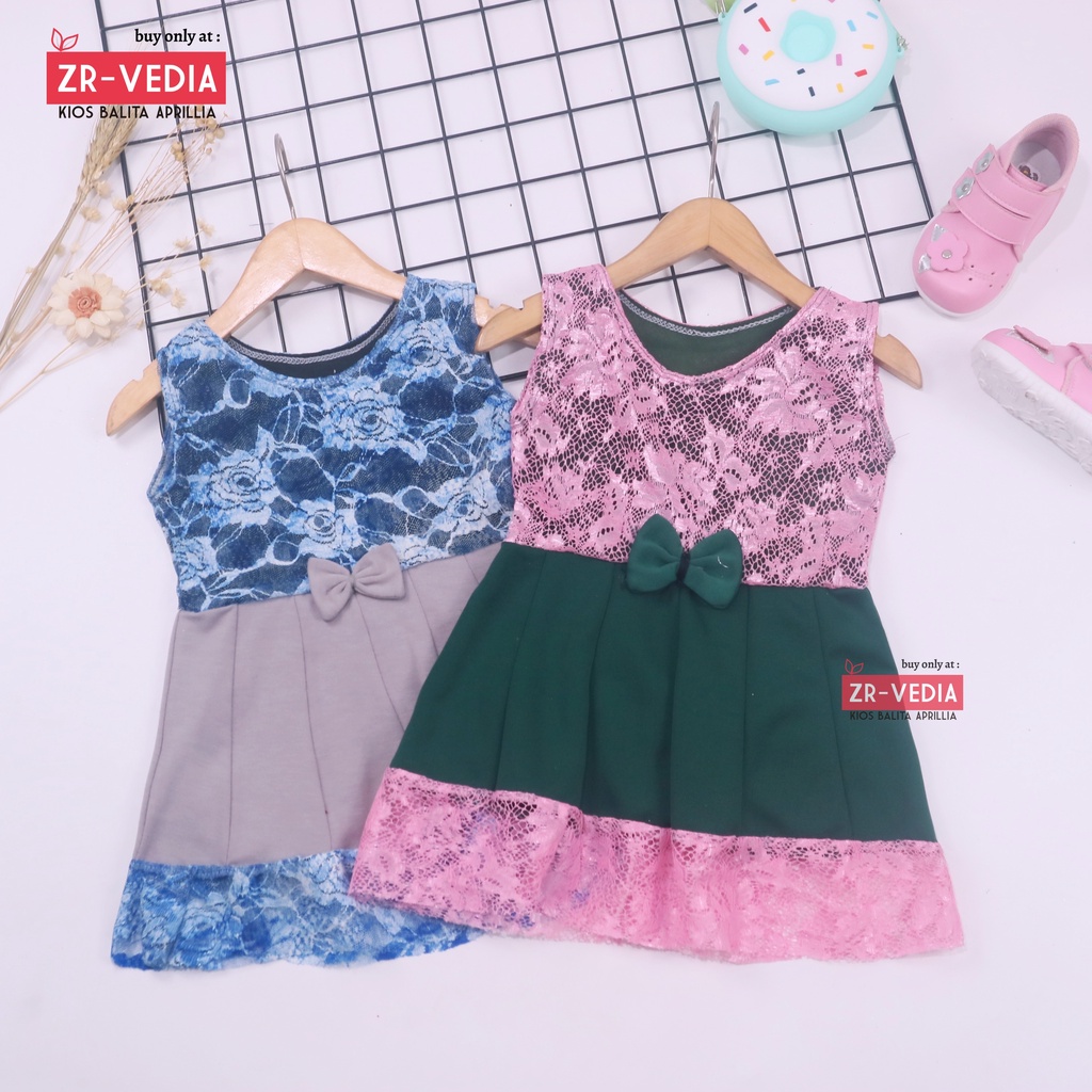 Dress Zulfa uk Bayi 6-18 Bulan / Dres Brokat Anak Perempuan Baju Brukat Balita Cewek Pakaian Import