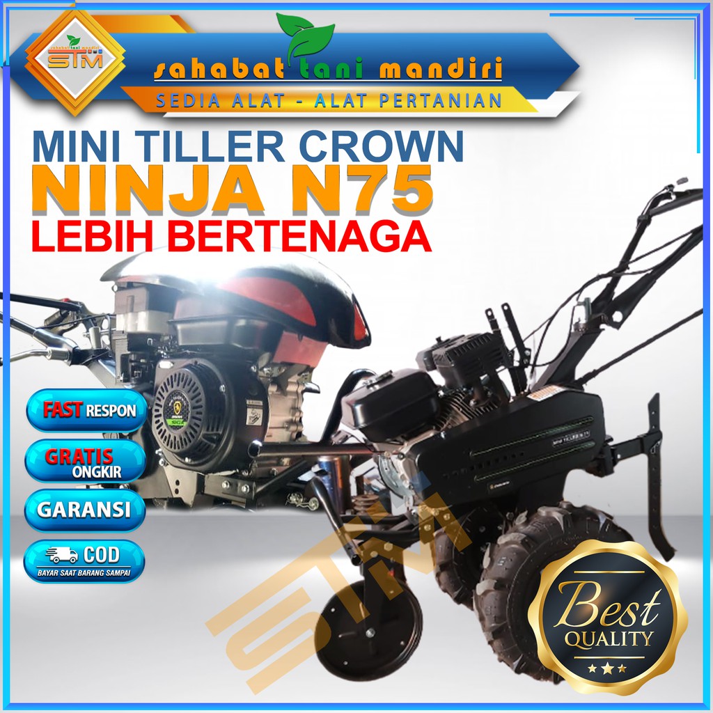 Alat Peralatan Rumah Taman Traktor Perlengkapan Cultivator Kebun Sawah Mini Tiller Crown Ninja N75