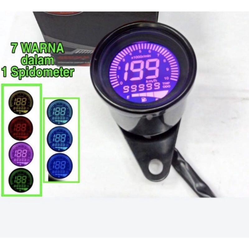 SPEEDOMETER DIGITAL BULAT RPM BENSIN LED ORIGINAL UNIVERSAL