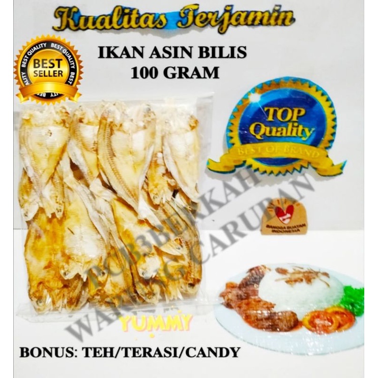 

@100GR IKAN ASIN BILIS mentah TANPA PENGAWET BONUS TEH/TERASI/CANDY