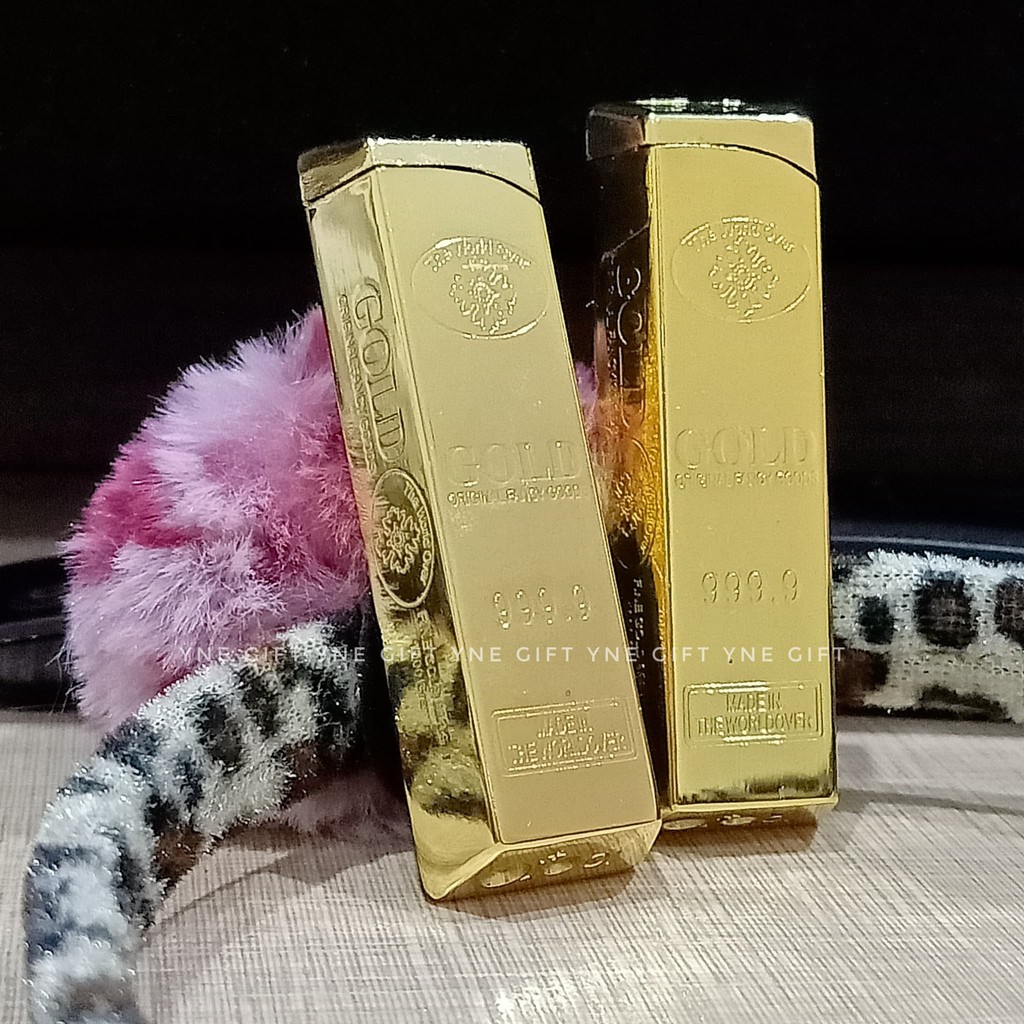 New Item Korek Api Unik Emas Batangan, Korek Gas Murah Lucu Antik, Souvenir Baru