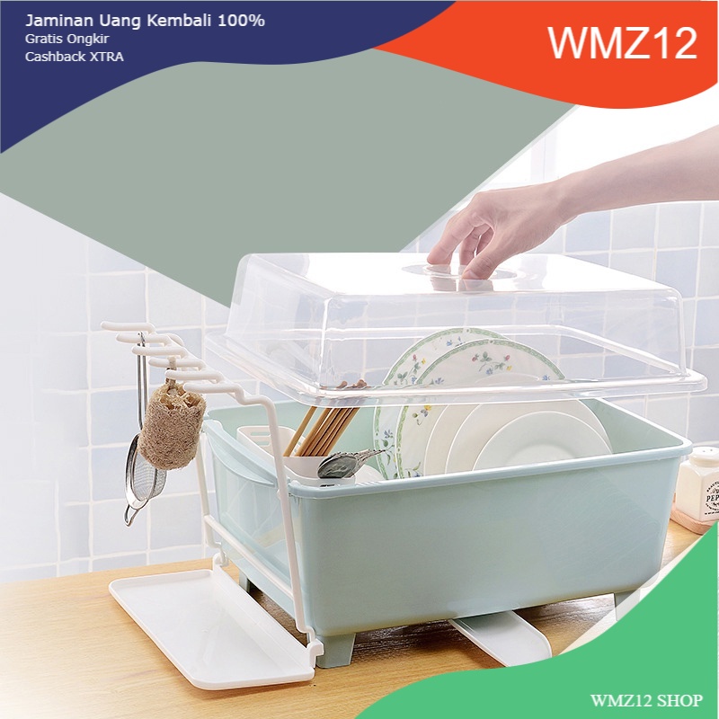 APHOME Rak Piring Plastik dengan Penutup Rak Dapur Rak Gelas Aneka Pilihan Warna