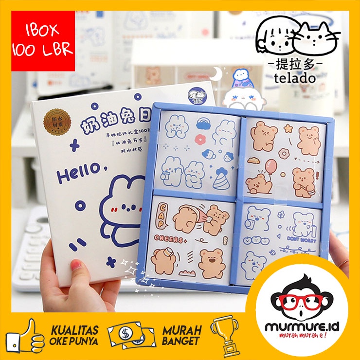 

MURMURE.ID | (100 LEMBAR) TELADO STICKER DIY BUKU DIARY STIKER MOTIF LUCU ANTI AIR 1 BOX