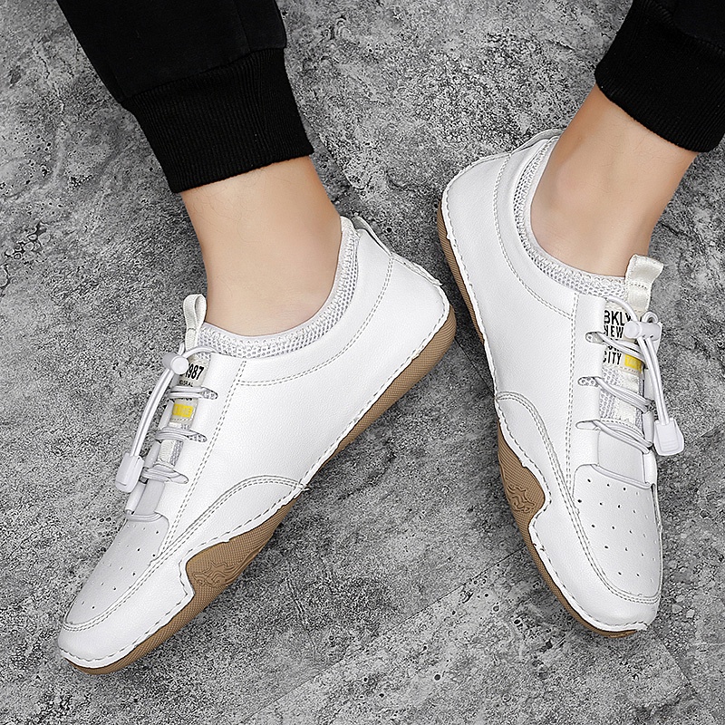 COD 100% KULIT ASLI Sepatu Kantor Pria Cowok Sepatu Pantofel Pria Formal Tali Sneaker Loafer Karet Kekinian Keren 125