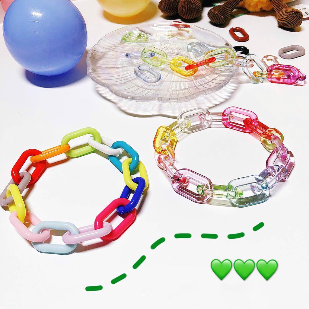 Gelang Rantai Bahan resin Transparan Warna-Warni