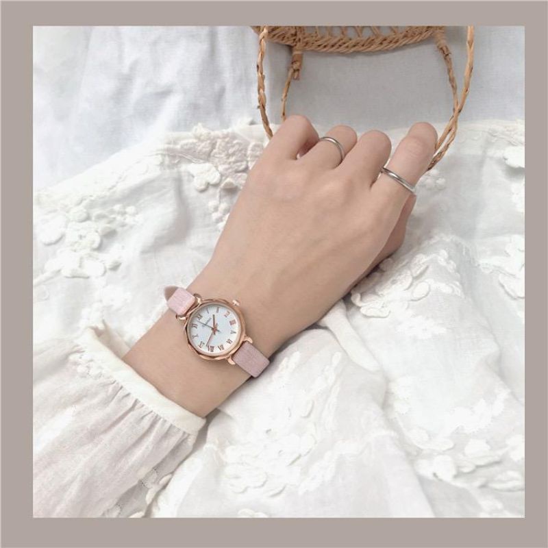 Jam Tangan Wanita Analog Bulat Strap Pu Quartz Bulat Fashion Korea Terbaru