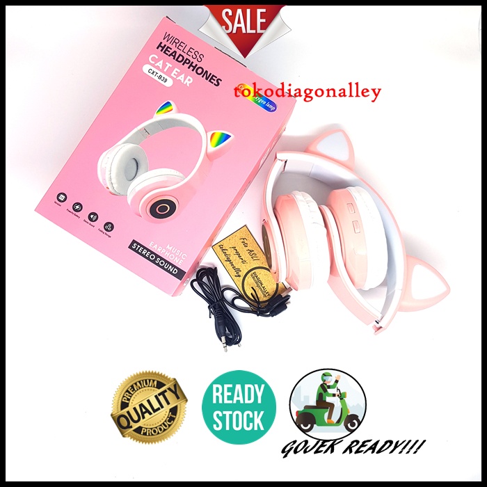 Headset Bluetooth Bando Motif Kucing Headphone Lucu Untuk Anak-Anak