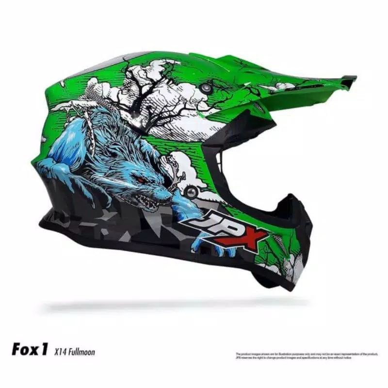 Helmet cross jpx X14 fullmoon green blue