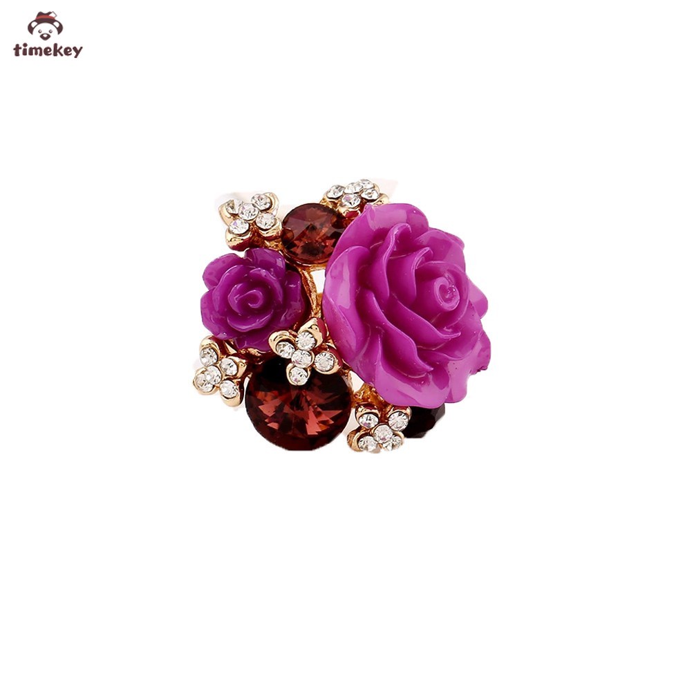 【TK】Luxury Crystal Resin Rhinestones Ball Zircon Flowers Ring Fashion Women Statement Jewelry Gifts Ring Size Adjustable