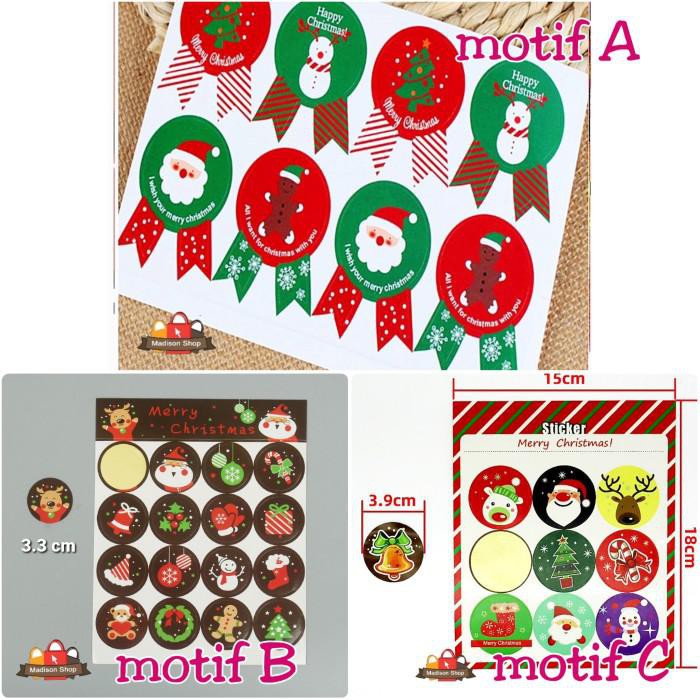 

Sticker Kado Natal Murah Label Stiker Vinyl Christmas Gift Label Kue - RANDOM MIX