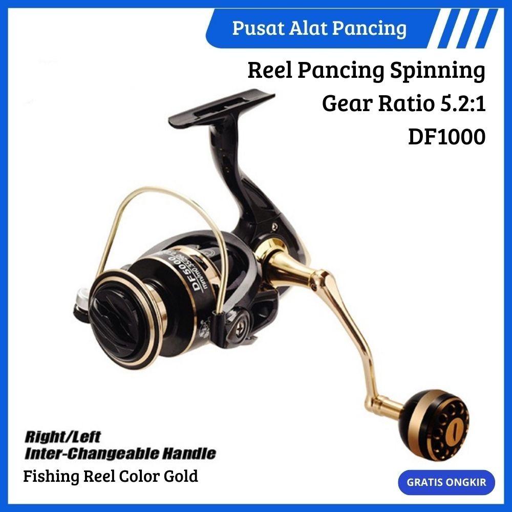 Reel Pancing Lizard Gulungan Pancing DF1000 Maks Tarik 10Kg Kumparan Logam Berputar Jigging Reel Spinning