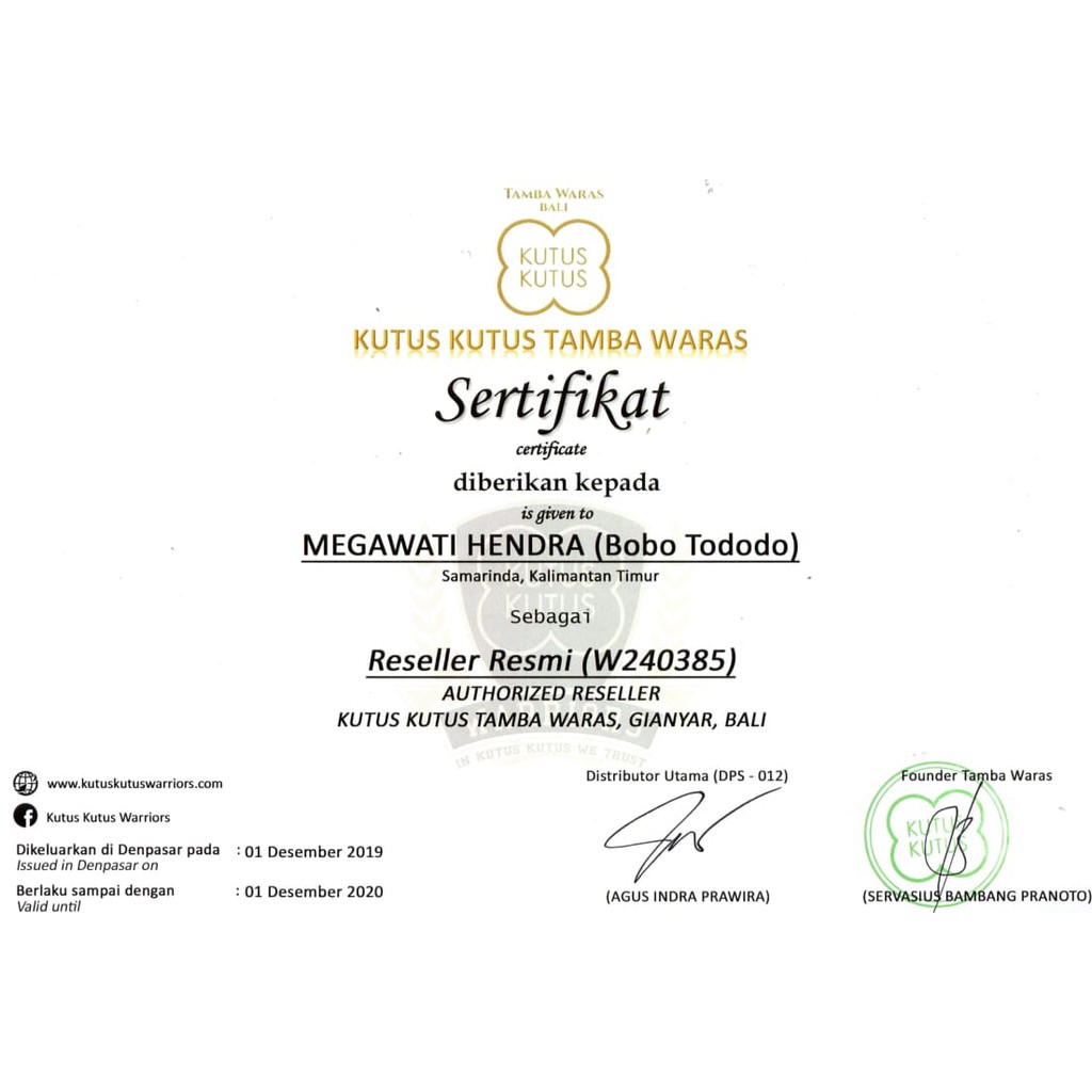 Minyak Kutus Kutus Herbal Organic - 100ml