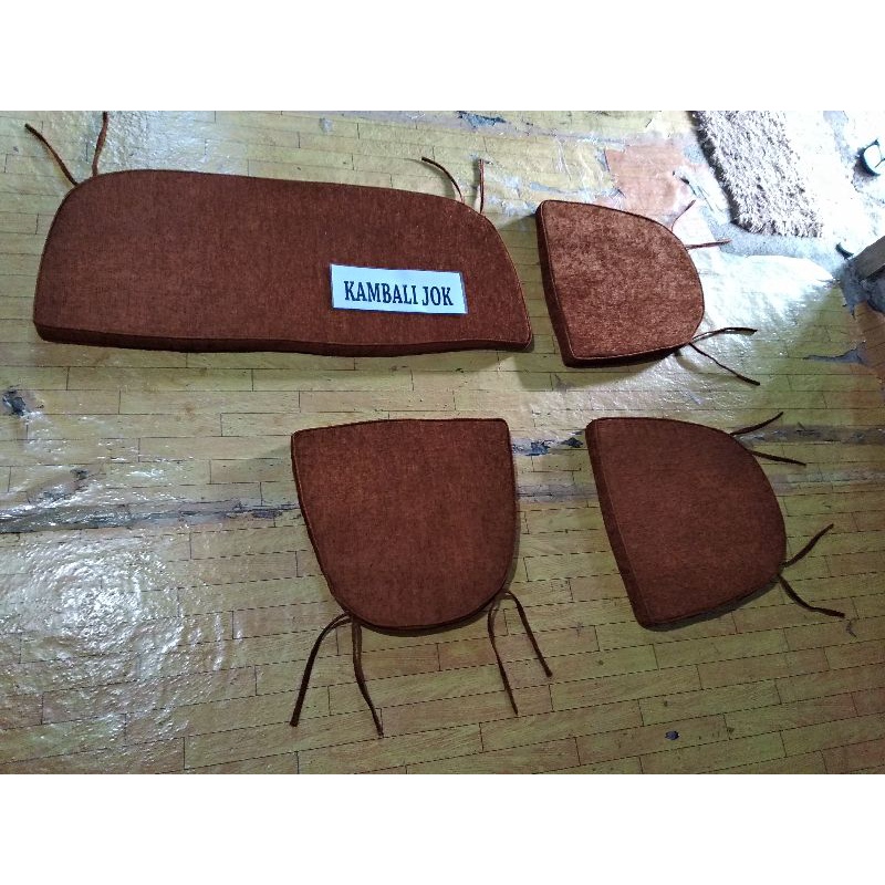 SARUNG+ISI BUSA jok bantalan dudukan kursi BETAWI KAIN WARNA COKLAT TUA ( berkualitas ),,Harga 1 SET