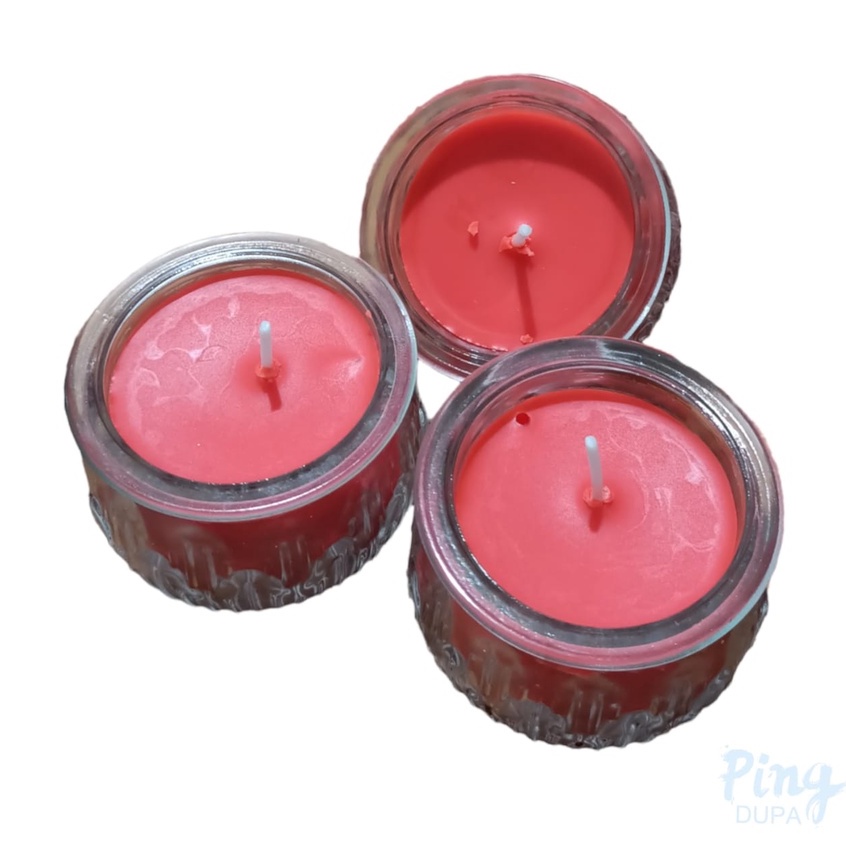 Lilin Gelas Kaca Teratai Lilin Lianhua Kaca Lilin Lotus Lilin Sembahyang Warna Merah Durasi 20 Jam Kualitas Import