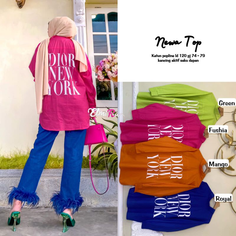 NEWA TOP BLOUSE BY ELMIRA (BLOUSE WANITA) Blouse muslimah katun poplin rekomended