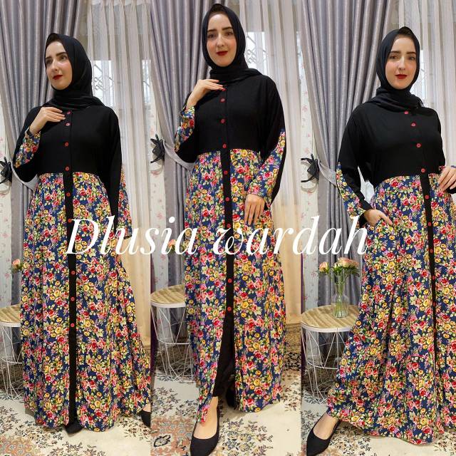 Daster arab DLUSIA WARDAH Dress Rayon Full kancing