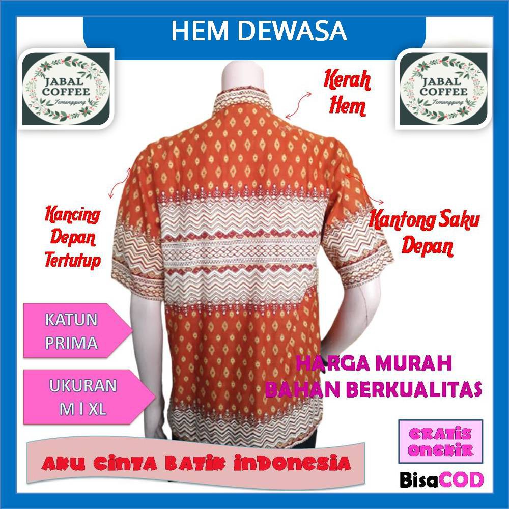 Atasan Batik Kemeja Hem Batik Pria Murah Meriah