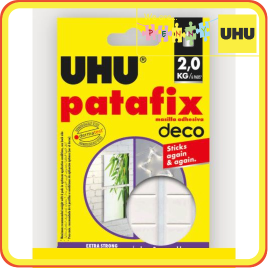 

Lem Tack It UHU Patafix Homedeco Adhesive Alat Perekat Pake Berulang Kali MAX 2kg/6pad isi 32pad