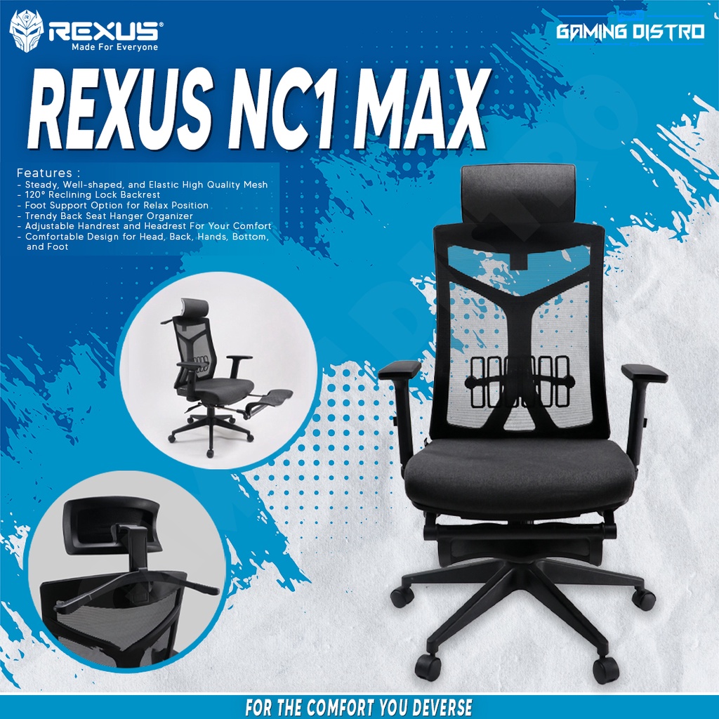 Rexus Office Chair NC1 Max Grey - Rexus NC1 Max Ergonomic Footrest