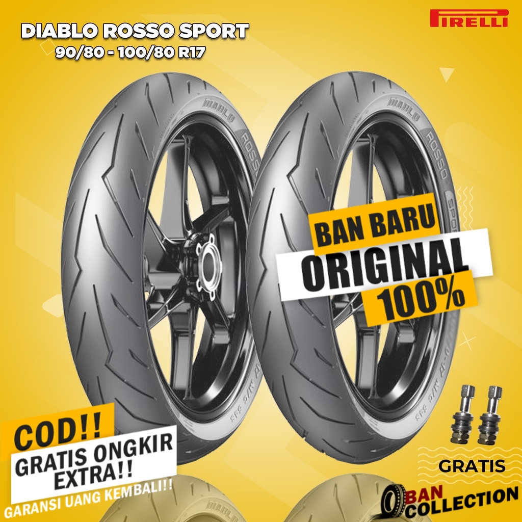Paket Ban Motor Bebek // PIRELLI DIABLO ROSSO SPORT 90/80 - 100/80 Ring 17 Tubeless ban motor tubles