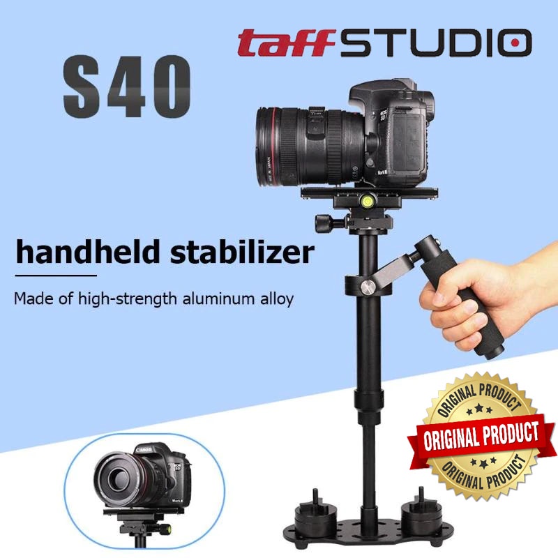 TaffSTUDIO S40 Stabilizer Steadicam Steadycam PROFESIONAL Camera DSLR Anti Getar gerak dan DV Video Maker For Camcorder Digital Camera Video Canon Nikon Sony DSLR Mini Action camera S40-S 40cm Professional Handheld Stabilizer Steadicam Camcorder PRO