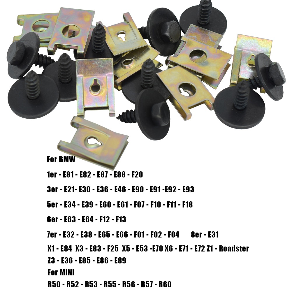 40pcs / Set J98 + J260 Klip Pengencang Baut Hex Bentuk U Bahan Metal Untuk Reparasi Mobil