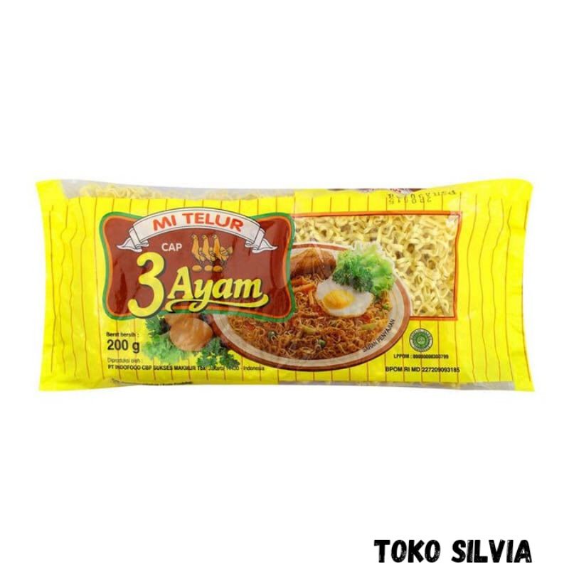 

Mie telur CAP 3 AYAM 200gr (1 bungkus )