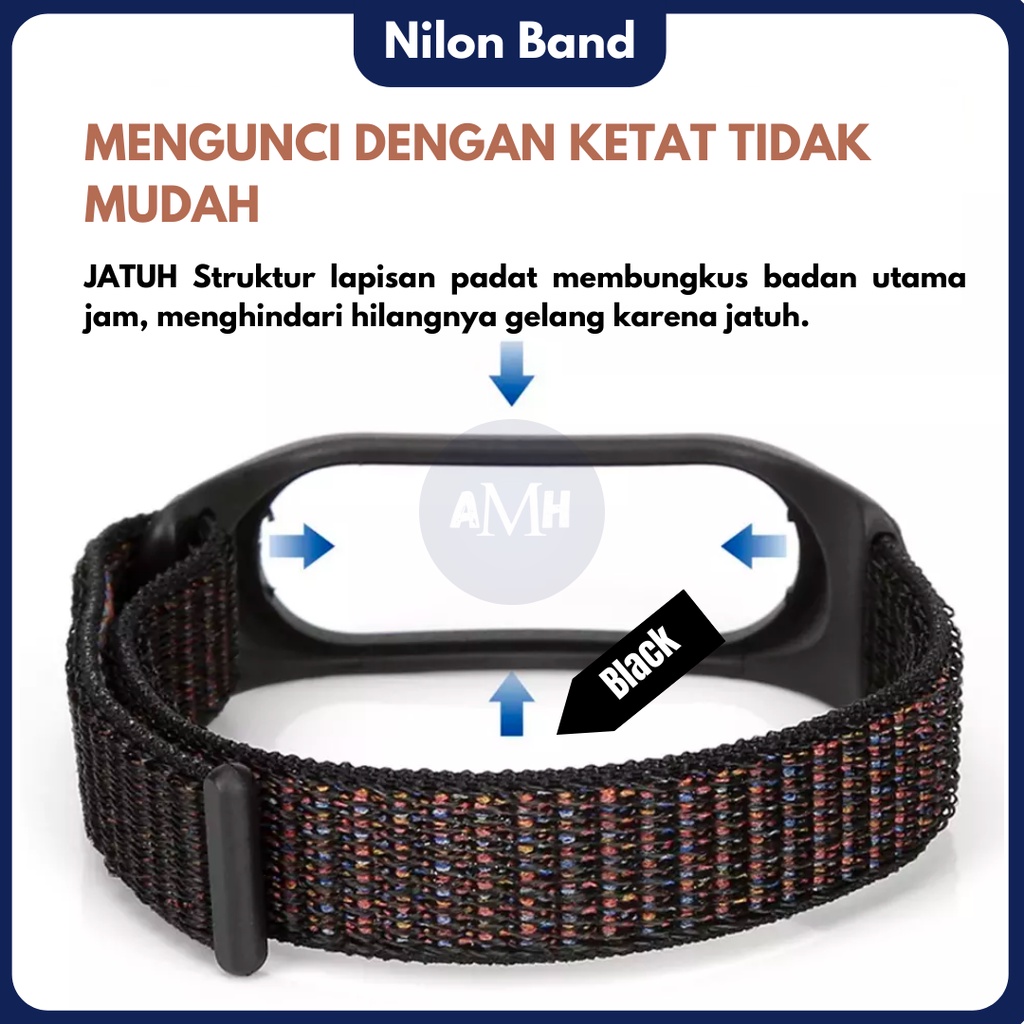 Nilon Strap untuk Ml band 3 4 5 6  Nylon Tali XlAOMl Ml Band 5 Band 6 Band 3 Band 4