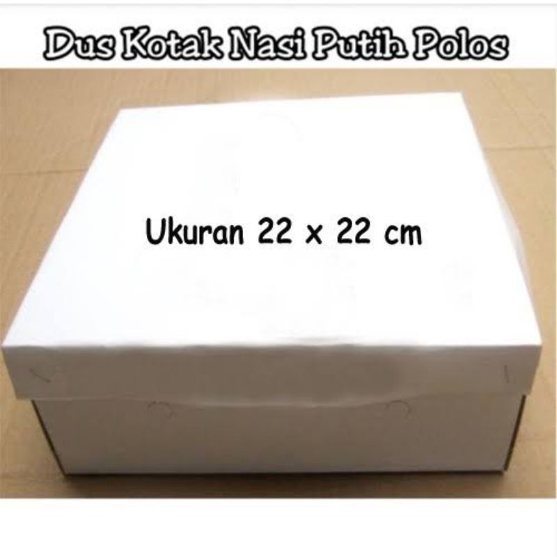 (Dus 22x22 isi 50pcs) Dus Nasi Kotak Putih - Dus Tumpeng - Dus 22x22