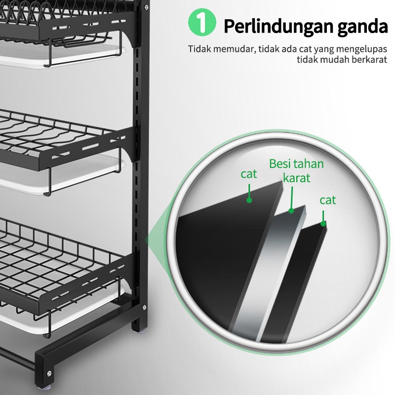 Rak Dapur Rak Piring Gantung Rak Dinding Rak Gantung Besi Anti Karat Rak Penyimpanan Mangkuk