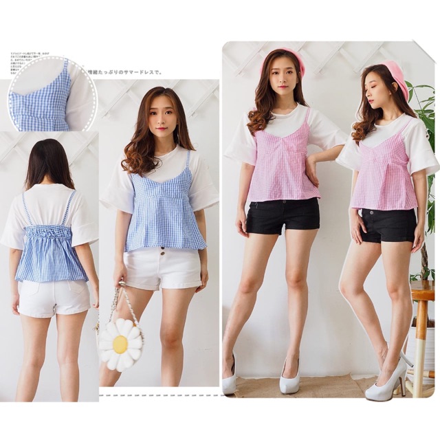 Atasan setelan tanktop / Set top square 2in1/atasan korea / blouse kotak