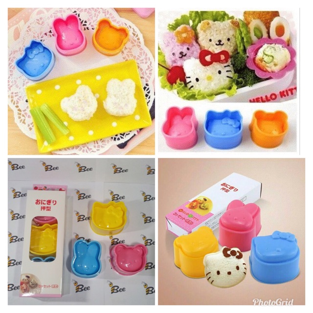 Cetakan nasi bento karakter 1 set isi 3 rice mold hellokitty