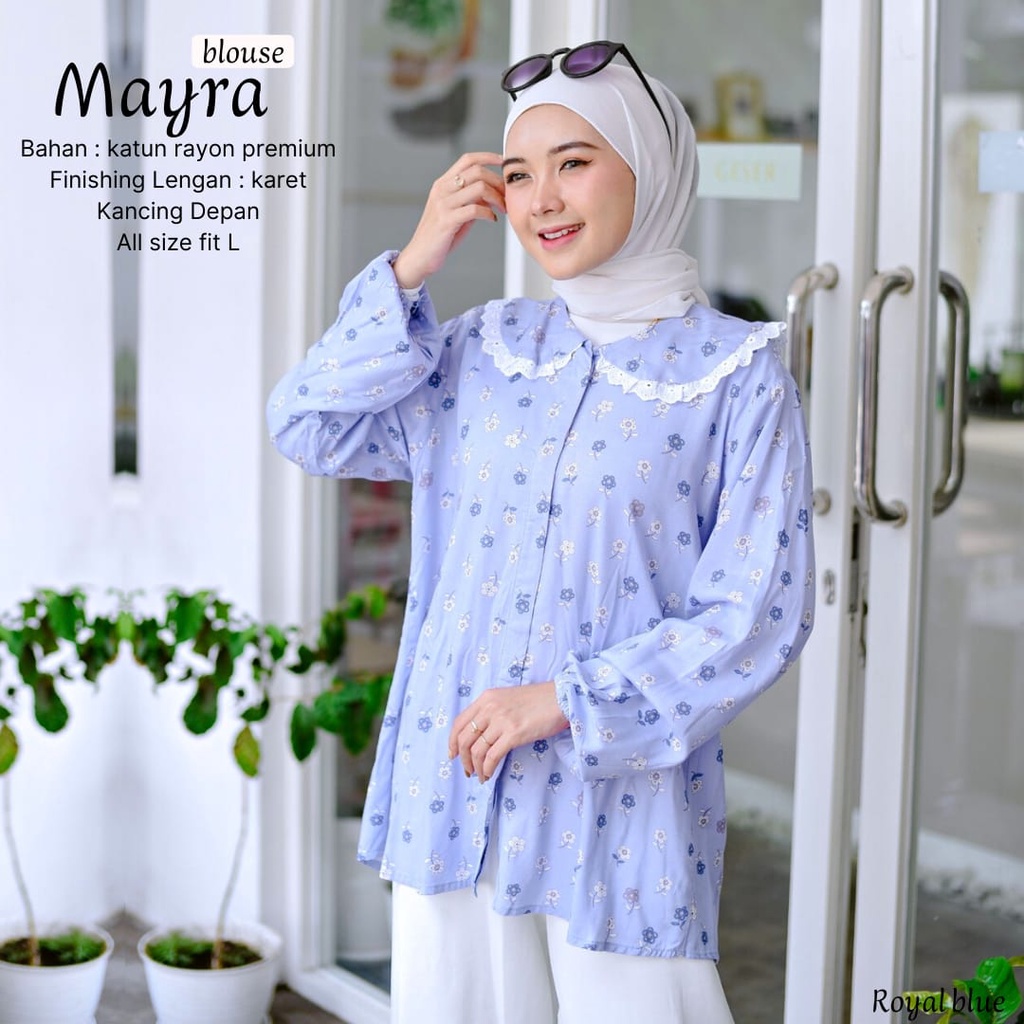 New - Blouse Mayra Motif Blouse Katun Rayon Kemeja Wanita Bahan Halus Nyaman Dipakai | Bisa Cod