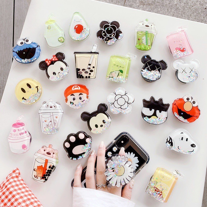 Pop Socket Quicksand Gliter Motif Kartun Lucu Cute Phone Holder