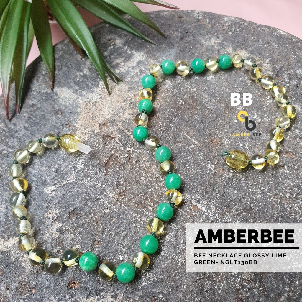 Kalung Amber Baby &amp; Anak Premium Glossy Lemon Turquoise Green NGLT130 By Amber Bee