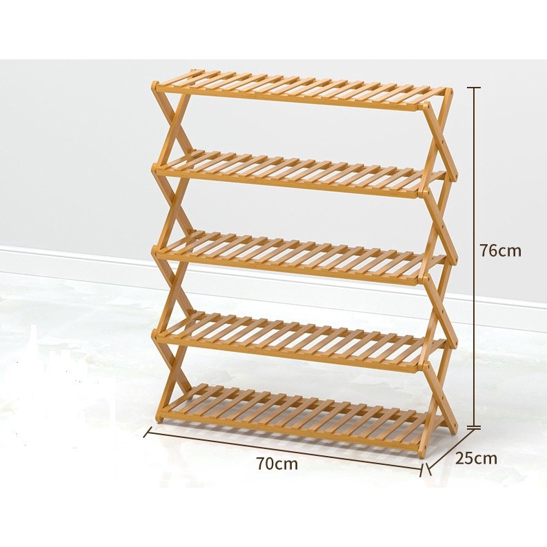 Rak sepatu bunga kayu 5 tingkat 70cm