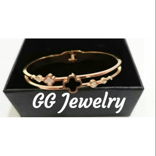 GG Gelang Bangle Real pict Daun Semanggi Titanium Lapis Emas 18K#GB-137