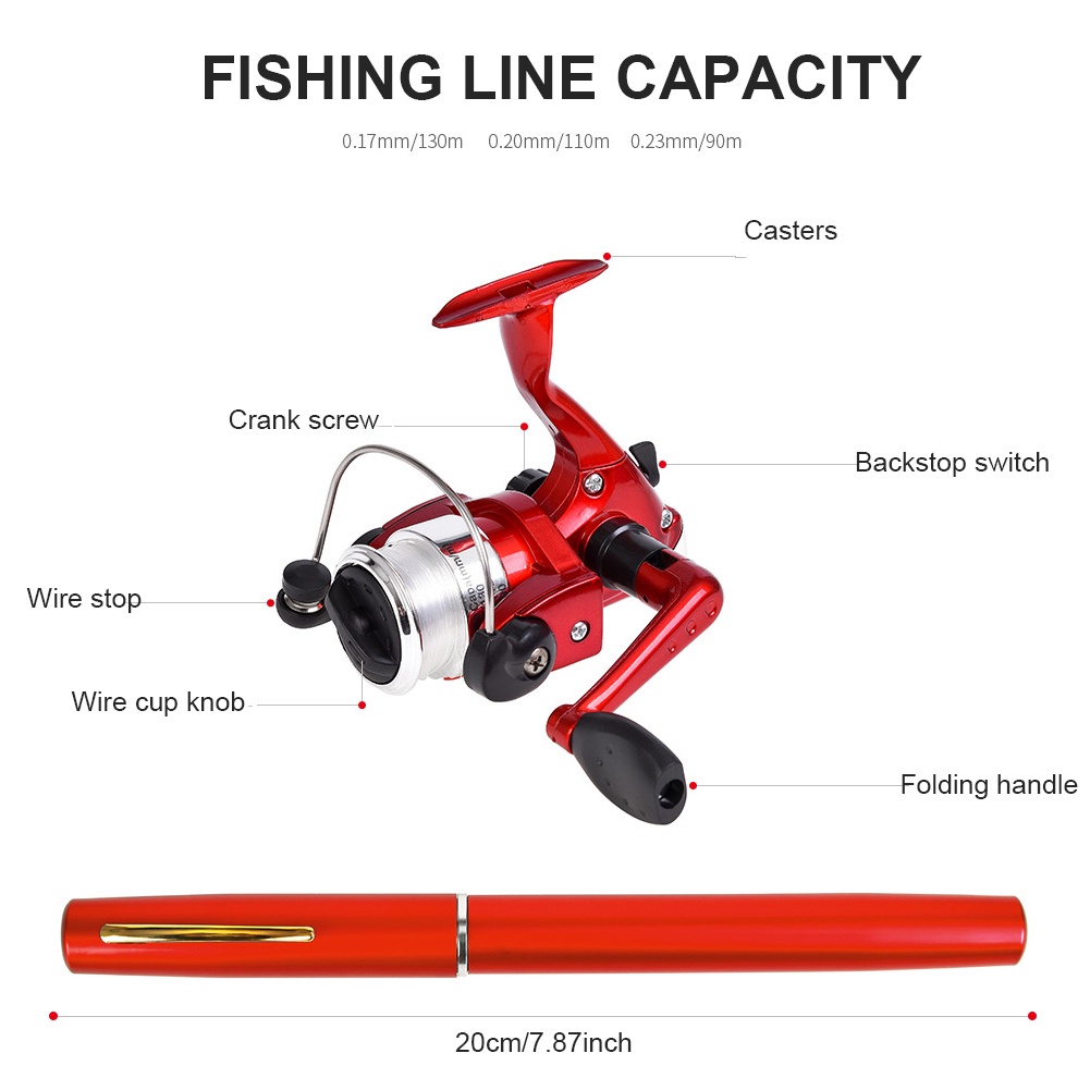 Joran Kail Pancingan Joran Kail Pulpen Pena Ikan Danau Sungai Saku Mini Fishing Rod Pen Portable 1.8m