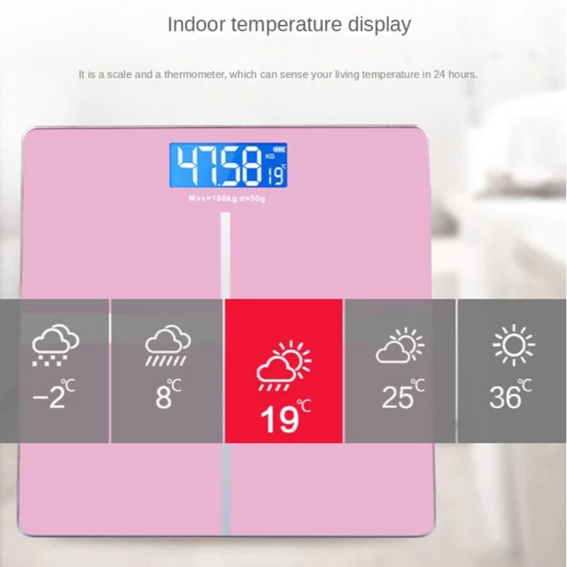 Timbangan Badan Digital 180Kg Indikator LCD Kaca Tempered Body Scale
