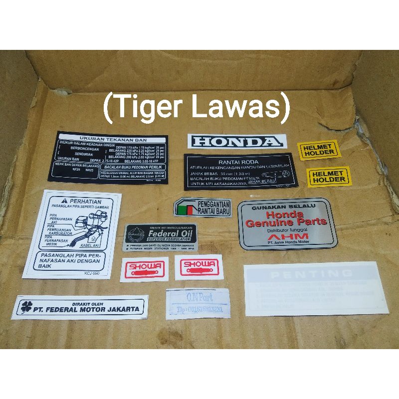 Stiker Detail Pelengkap Motor Honda Tiger Lawas Tilas