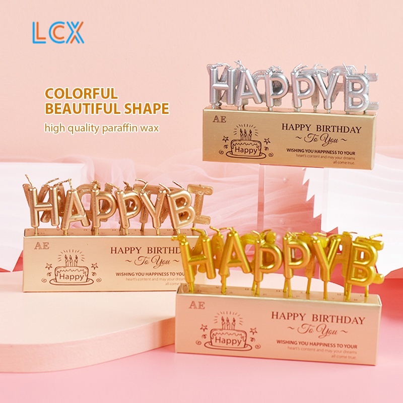 LCX Lilin Spiral Panjang / Lilin Ulang Tahun Panjang Spiral Metalik Warna/Lilin Huruf Happy Birthday