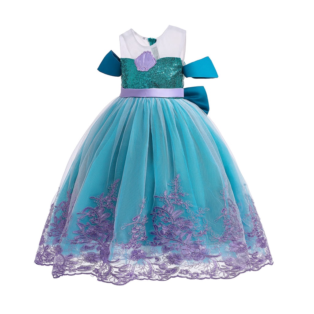 MERMAID SHELL DRESS GAUN PESTA ANAK PEREMPUAN DRES KOSTUM PRINCESS ARIEL DUYUNG TUTU IMPORT