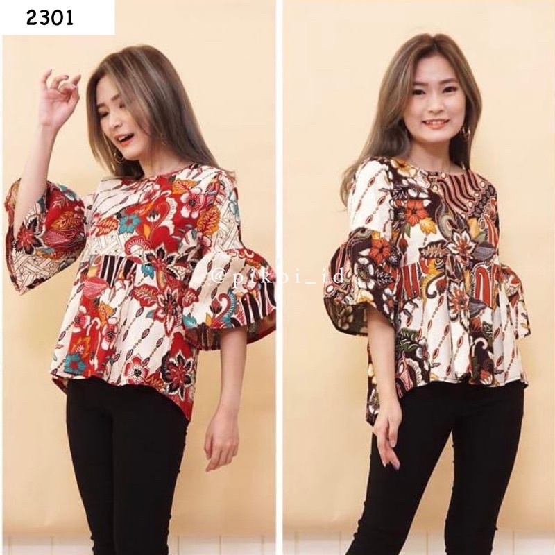 Batik murah cewek / atasan batik wanita murah / batik kantor murah / baju batik cerah wanita / 2301