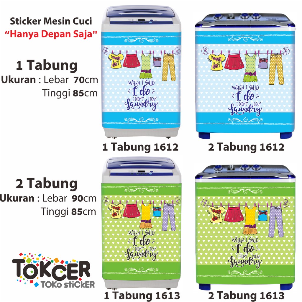 Stiker Mesin Cuci 1 dan 2 Tabung LAUNDRY