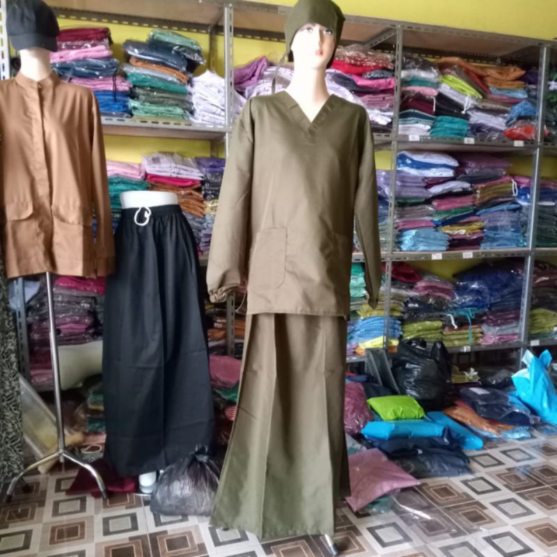 Baju OK lengan panjang setelan rok/ baju rok dan topi