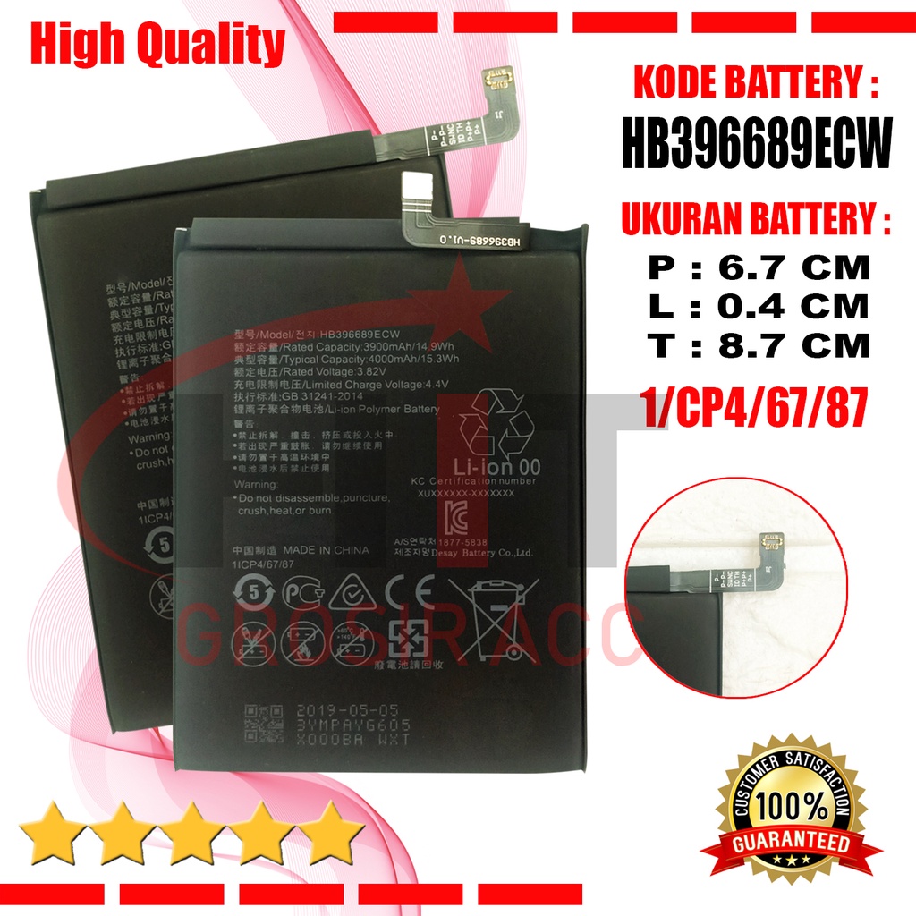 Baterai Battery For Huawei Y7 Prime /  HB396689ECW /  Enjoy 7 , Enjoy 7 Plus , Enjoy 8 Plus , TRT-AL00A , Mate 9 , Mate 9 Pro , Ascend P9 Lite , G9 , Y7 Plus , Y7 PRIME , Y7 Pro 2017 , Y9 2018 , Y9 2019 , 9P , MHA-AL00 , Honor 8C , TRT-L53 , TRT-L21A , LX