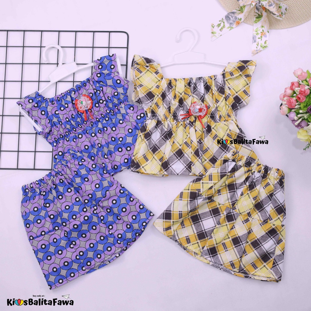 Kirana Set uk Bayi 3-18 Bulan / Setelan Rok Baby Perempuan Import Atasan Bawahan Lengan Pendek Pakaian Cewek