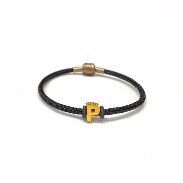 Gelang Tali Pandora Set Liontin Balok Huruf P Emas Asli Kadar 700