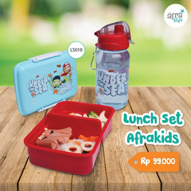 LUNCHSET AFRAKIDS / wadah makan botol minum anak sekolah