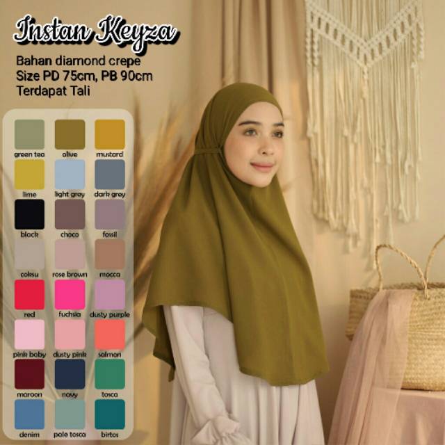 TOP FAVORIT HIJAB INSTAN KEYZA PREMIUM - BAHAN DIAMOND CREPE